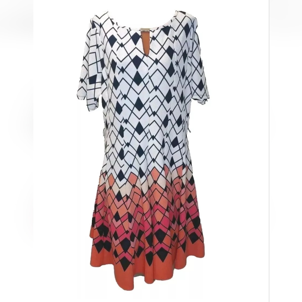 Avenue Skater Dress Woman Plus 18W 20W 2X Y2k Vintage Geometric Ombre Textured